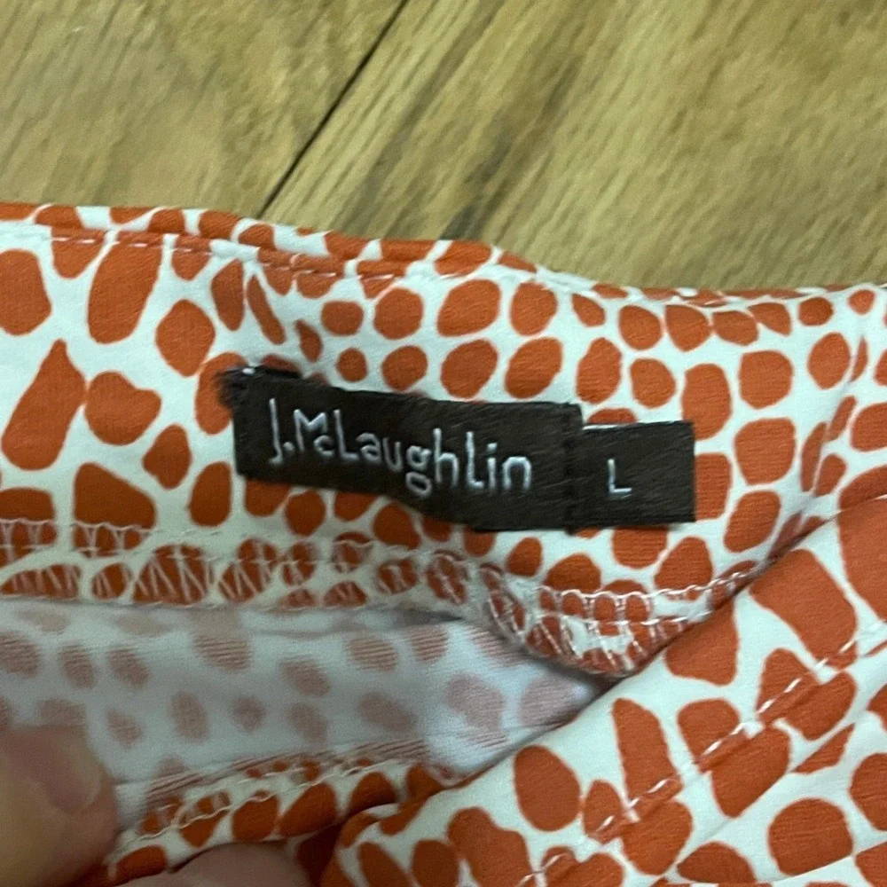 J.McLaughlin‎ Orange White Pebble Print Catalina Cloth Tunic Top Women's Large